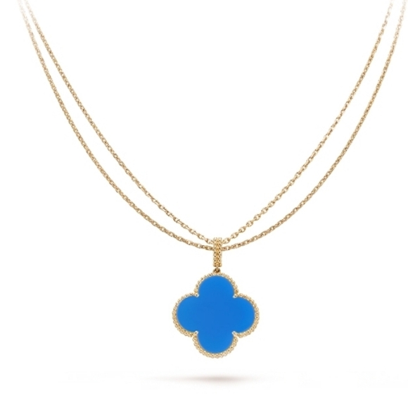 Van Cleef & Arpels Magic Alhambra Long Necklace 18k Yellow Gold Blue Agate 2023 - Picture 1 of 13